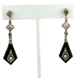 Art Deco European Cut Diamond Platinum 18kEarrings